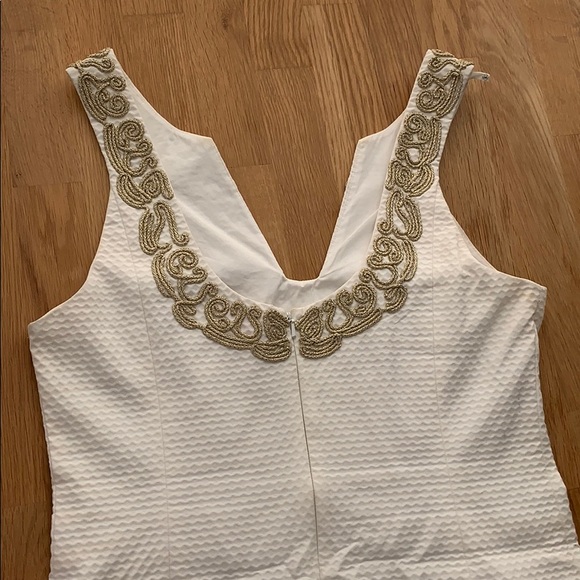 Lilly Pulitzer | White with Gold Brocade Dress | 6 - Picture 2 of 6